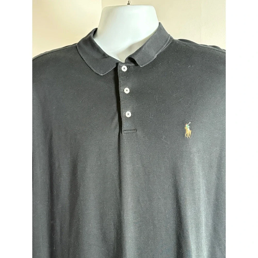 Polo Ralph Lauren Mens XL Black Custom Slim‎ Fit Flesh Pony Polo Shirt